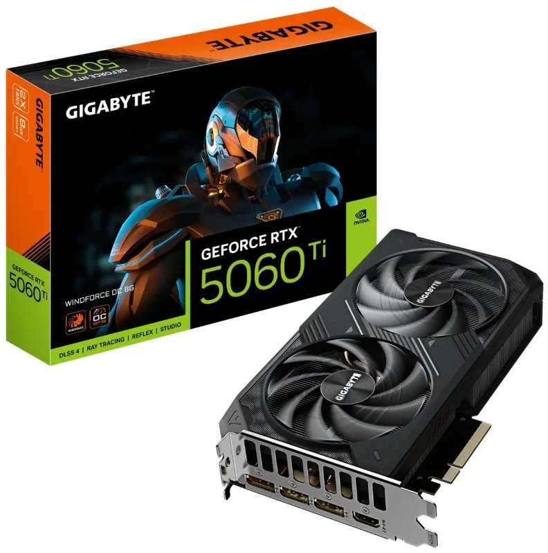 Gigabyte NVIDIA GeForce RTX 5060 Ti WINDFORCE OC Graphics Card for Gaming - 8GB