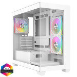 CIT Mercury White Micro-ATX Gaming Case With Two-Sided Tempered Glass and Power Supply