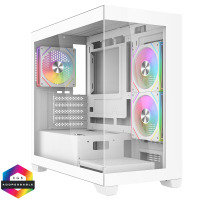 CIT Mercury White Micro-ATX Gaming Case With Two-Sided Tempered Glass and Power Supply