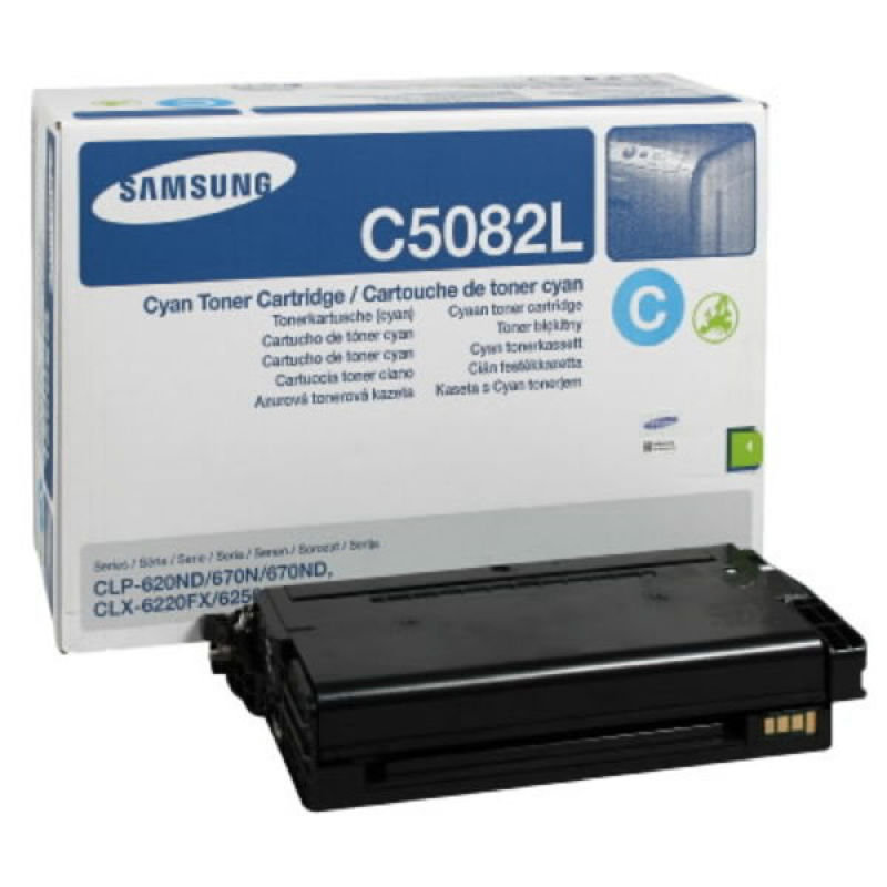Samsung	CLT-C5082L Cyan Original Toner Cartridge - High Yield 4000 Pages - SU055A