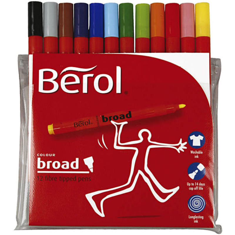 Berol ColourBroad Assorted Colours Pens   12 Pack  Ebuyer