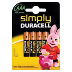 Duracell Mn2400 Simply AAA Alkaline Batteries - 4 Pack