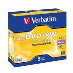 Verbatim 4x Advserl 4.7GB DVD+RW - 5 Pack Jewel Case