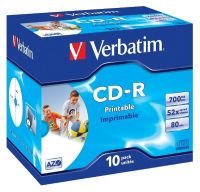 Verbatim 52x CD-R Inkjet Printable Discs - 10 Pack