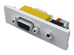 VISION TECHCONNECT V2 MODULE VGA-F AND MINIJACK Female 15-pin D-sub connector for PC output, with a 3.5mm Minijack socket for stereo audio. Not labeled. Female D-Sub (VGA connector) on PCB instead of phoenix connector