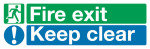 FIRE EXIT KEEP CLEAR 15X45 S/A EC08S/S