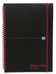 Black N Red Recycled A4 Wirebound Elasticated Notebook - 5 Pack