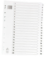 Extra Value A4 1-20 Mylar Plastic Dividers - White