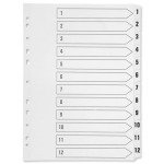 Q CONNECT INDEX 1-12 POLYPROP WHITE