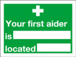Extra Value 150x200mm Self Adhesive Safety Sign - First Aider