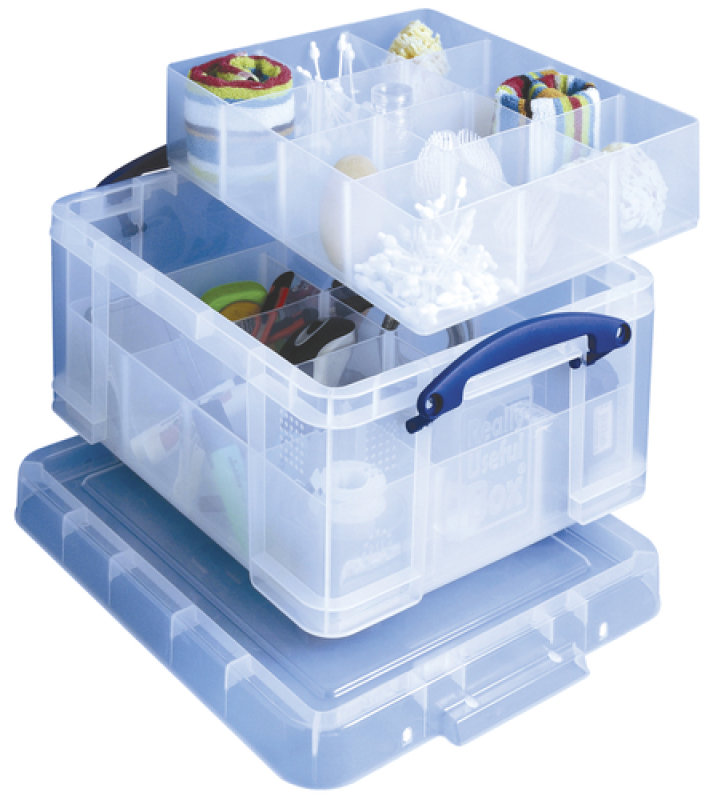 REALLY USEFUL 21L BOX WITH DIVIDERS CLR
