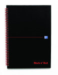 Blk N Red Wirnbk A4 140 Pages Ruled Quad - 5 Pack