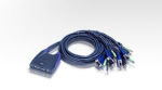 Aten 4 Port USB KVM Switch Cable Integrated + Speaker