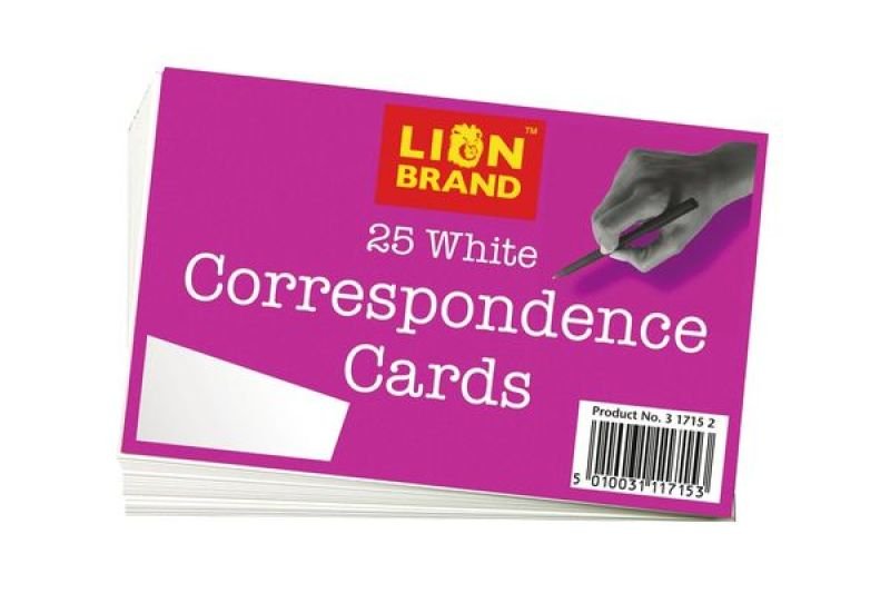 Lion Brand Correspondence Card Pk25 Wht   36 Pack  Ebuyer