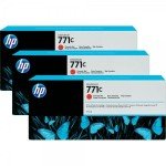 HP 711C Chromatic Red Original, Multi-pack Ink Cartridge - Standard Yield 3 x 775ml - B6Y32A
