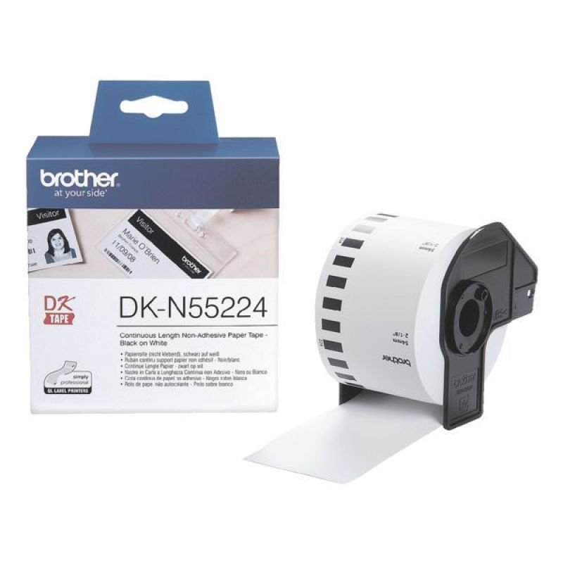 Brother DKN55224 Paper tape- Black on White