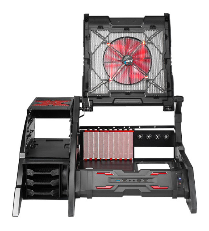 Aerocool Strike-X Air Open Frame PC Case E-ATX 0.7mm USB3 20cm Red LED ...