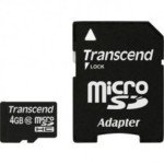 Transcend 4GB Micro SDHC Class 10 Memory Card with SD Adpapter