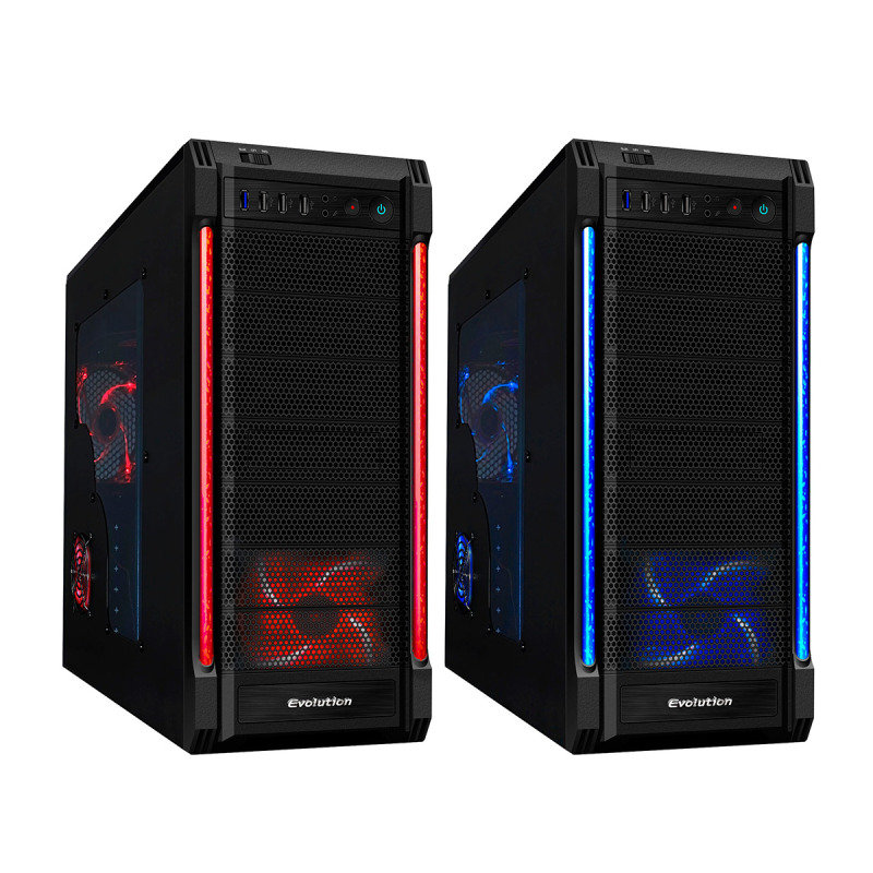 Cit Galaxy Evo Gaming Case Usb3 3x Red Blue Led Switchable Fans Bubble Led Ebuyer Com