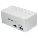 StarTech.com USB 3.0 SATA Hard Drive Docking Station SSD / HDD with integrated Fast Charge USB Hub and UASP Support (White)