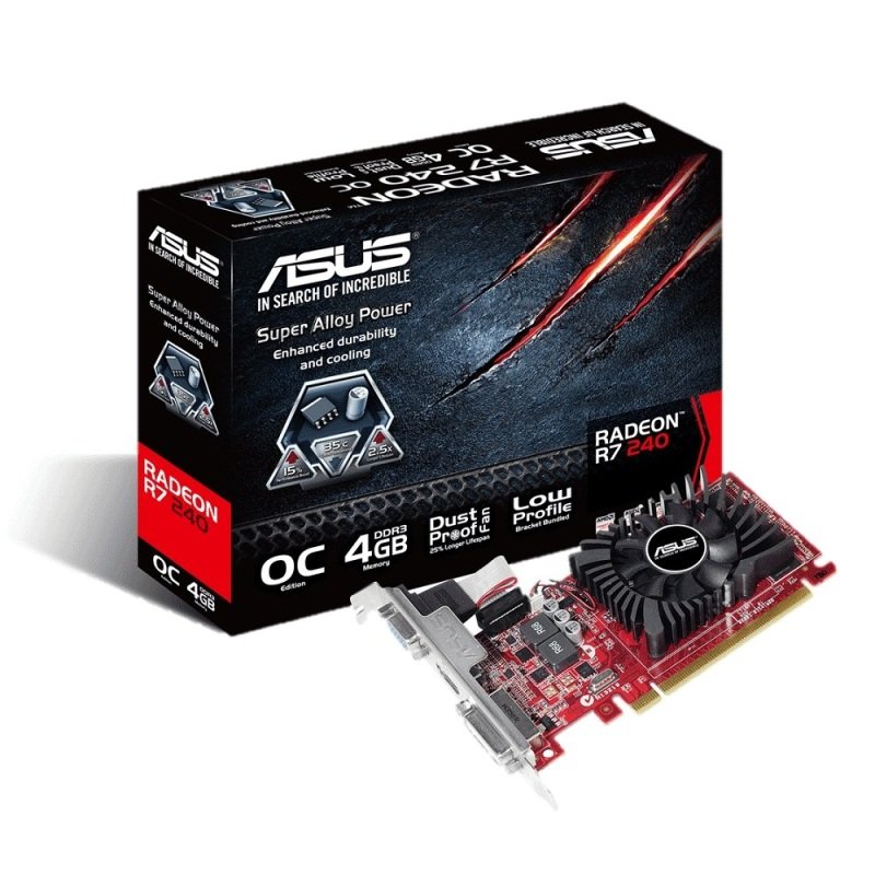 Asus R7 240 4GB DDR3 VGA DVI HDMI PCI-E Graphics Card 