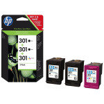 HP 301 Multi-pack 2x Black, 1x Tri-Colour Original Ink Cartridge - Standard Yield 2x 190 Pages/1x 165 Pages - E5Y87EE
