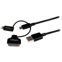 StarTech Lightning Or 30-pin Dock Or Micro-USB To USB Cable -1M (3ft)  Black