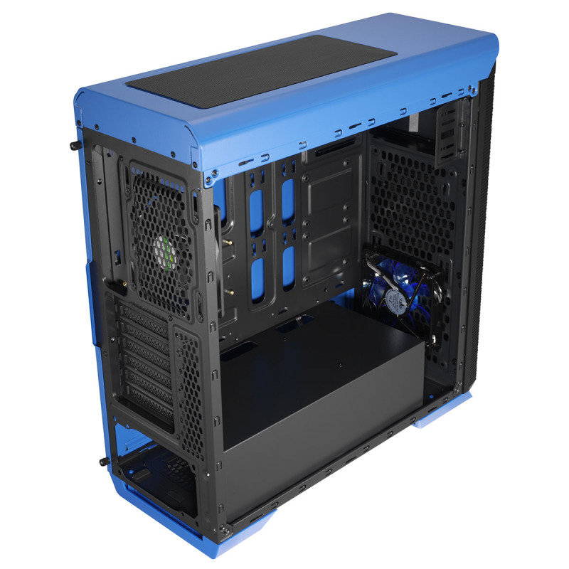 aerocool 800 blue midi tower gaming case with window - ebuyer