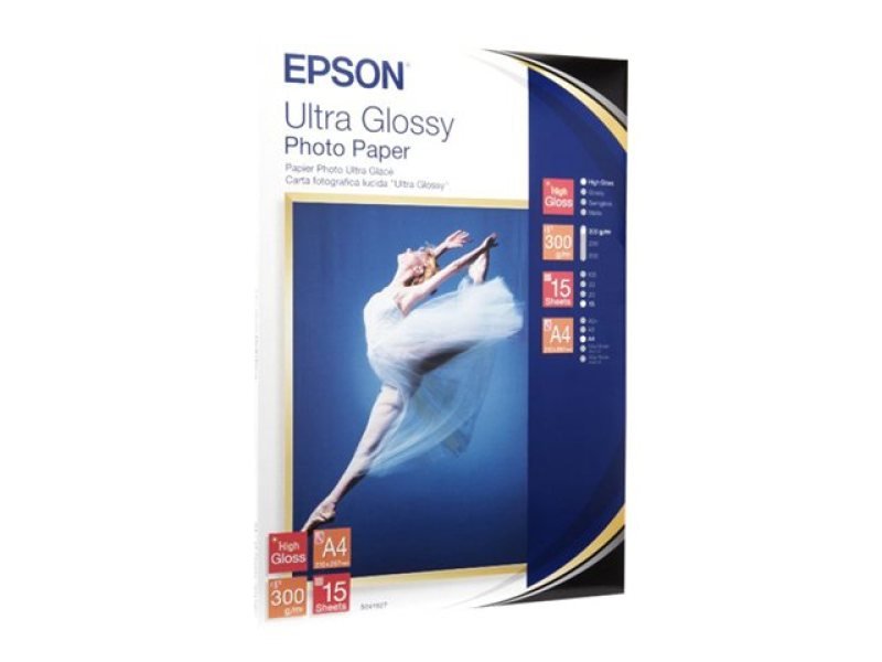 Epson A4 300gsm Ultra Glossy Photo Paper - 15 sheets | Ebuyer.com
