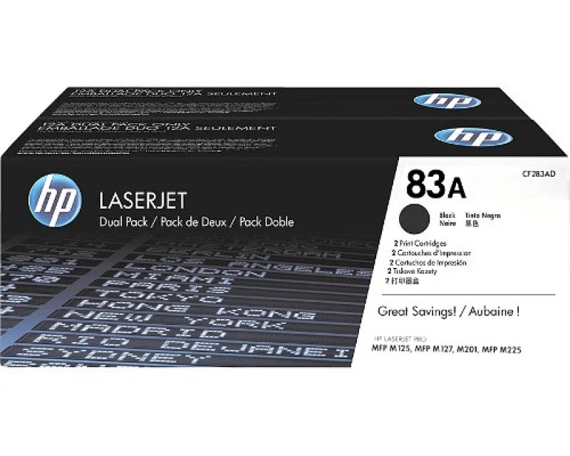 Hp 83a Black Dual Pack Laserjet Toner Cartridges Cf283ad