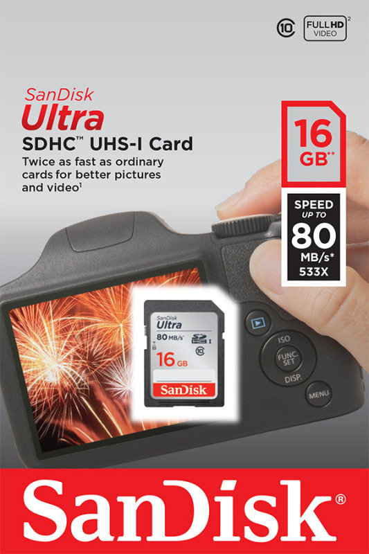 SanDisk  Ultra 16GB SDHC Memory Card