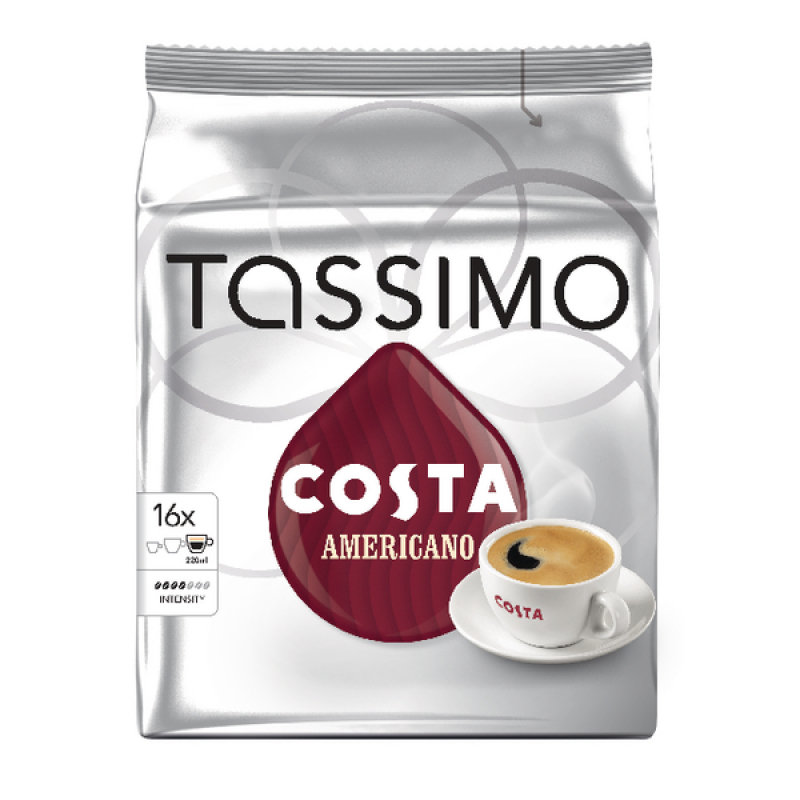 Tassimo Costa Americano Coffee 16x 144g Capsules Pk 5
