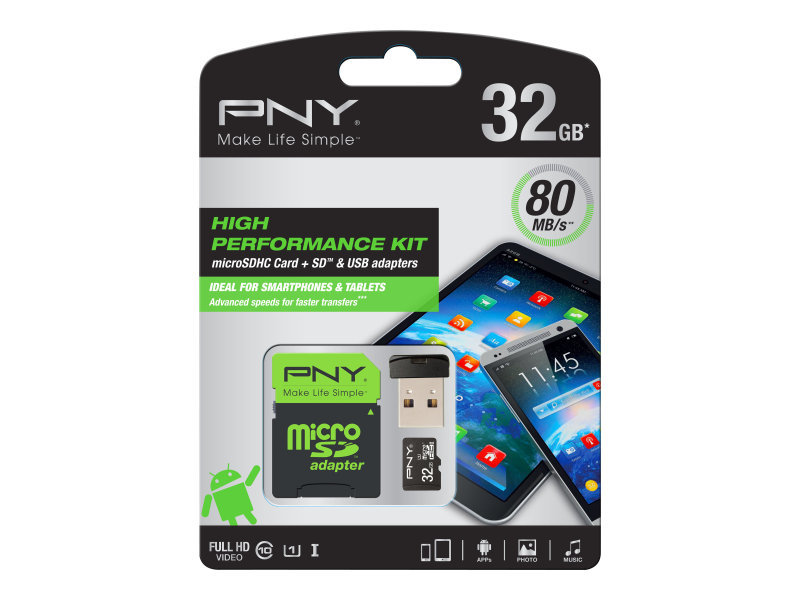 PNY High Performance Kit  32GB microSDHC UHS-I flash memory card