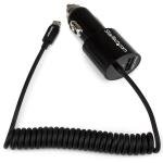 Startech.com Dual-port car charger - USB with built-in Micro-USB cable - black