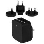 Startech.com 4-Port USB Wall Charger - International Travel - 34W/6.8A - Black