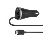 Belkin USB-C Car Charger with Hardwired USB-C Cable and USB-A Port