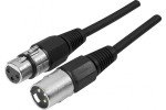 XLR 3 P Male to Female Cord Black- 1m