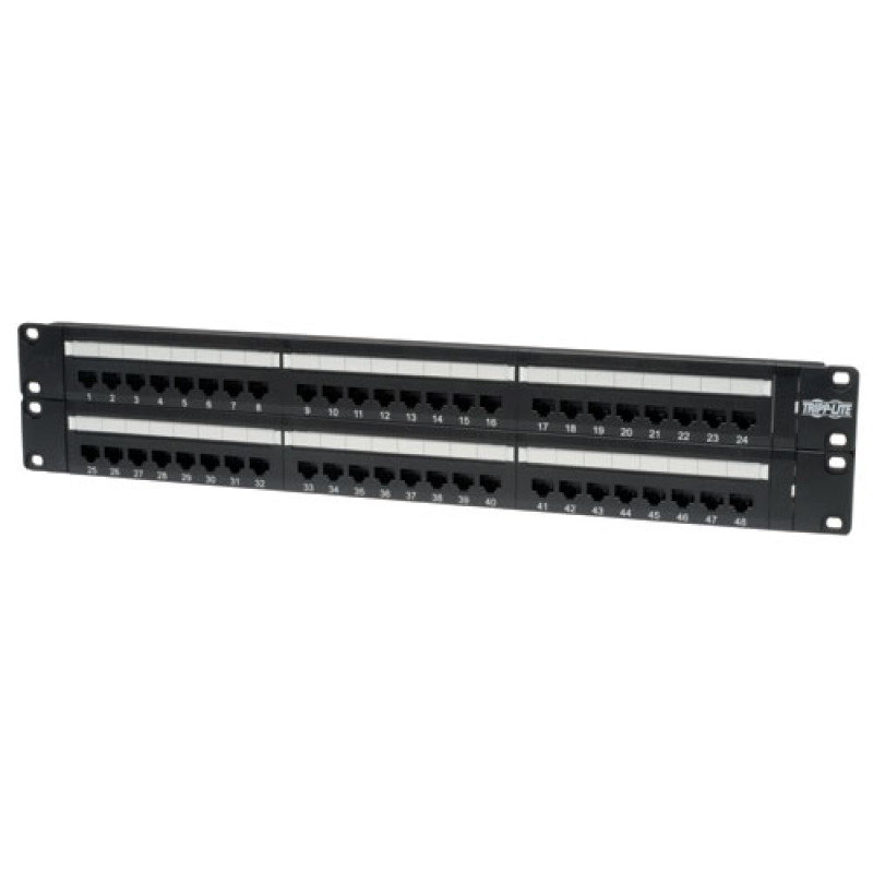 48-Port 2U Rack-Mount Cat6/Cat5 110 Patch Panel, 568B, RJ45 Ethernet, TAA