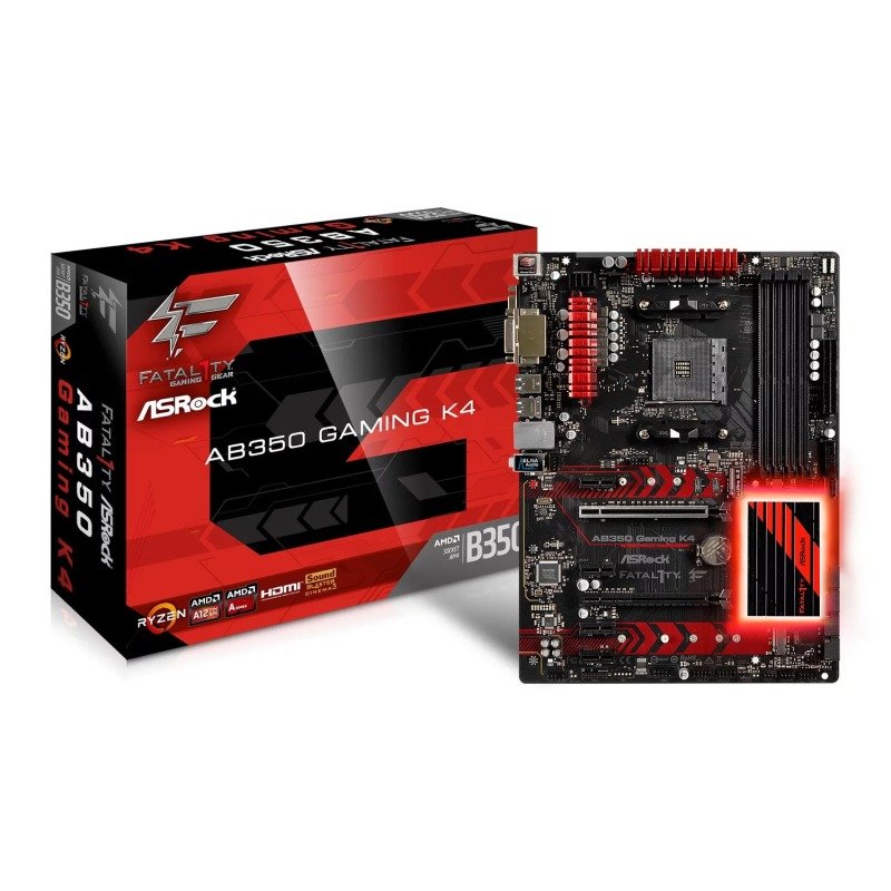 Asrock Amd Am4 Ryzen Ab350 Gaming K4 Atx Fatal1ty Motherboard Ebuyer Com