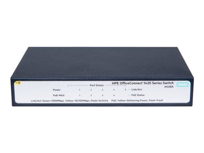 HPE OfficeConnect 1420 5G PoE+ 5 Port Umanaged Switch