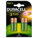 Duracell AAA 750mAh 4 Pack Rechargeable Plus Batteries