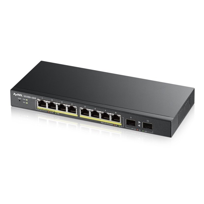 Zyxel GS1900-10HP-GB0101F 8-port GbE Smart Managed PoE Switch with 2 x Gigabit SFP Slots