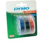 Dymo 9mm x 3m - White on Black Red Blue Tapes - 3 Rolls