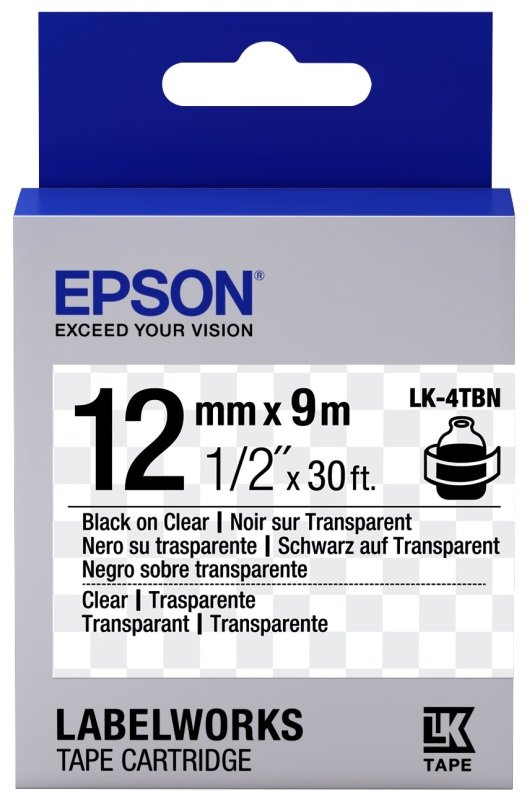 Epson Label Cartridge Transparent LK-4TBN Black/Transparent 12mm (9m)