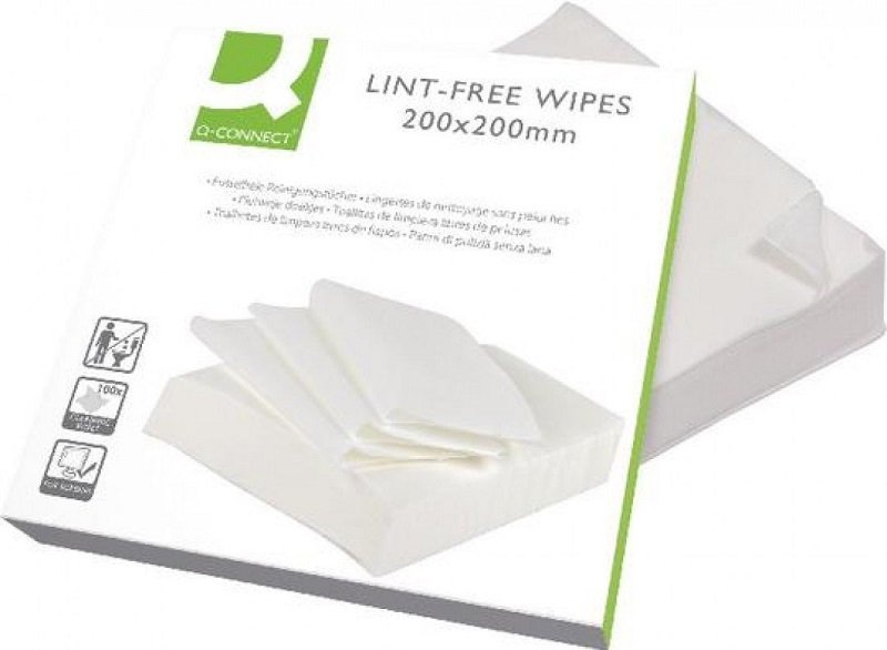 Q-Connect Lint Free Wipes 200x200mm (Pack of 100) ALFW100QCA