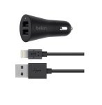 Belkin 2-Port Car Charger + USB-A to Lightning Cable
