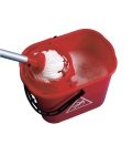 2Work Red Plastic Mop Bucket with Wringer 15 Litre