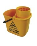 2Work Yellow Plastic Mop Bucket with Wringer 15 Litre