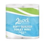 2Work Luxury White 3-Ply Quilted Toilet Roll 10 (Packs of 4)