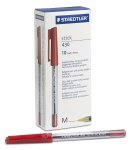 Staedtler Stick Bpen Med Red 430-m2 - 10 Pack